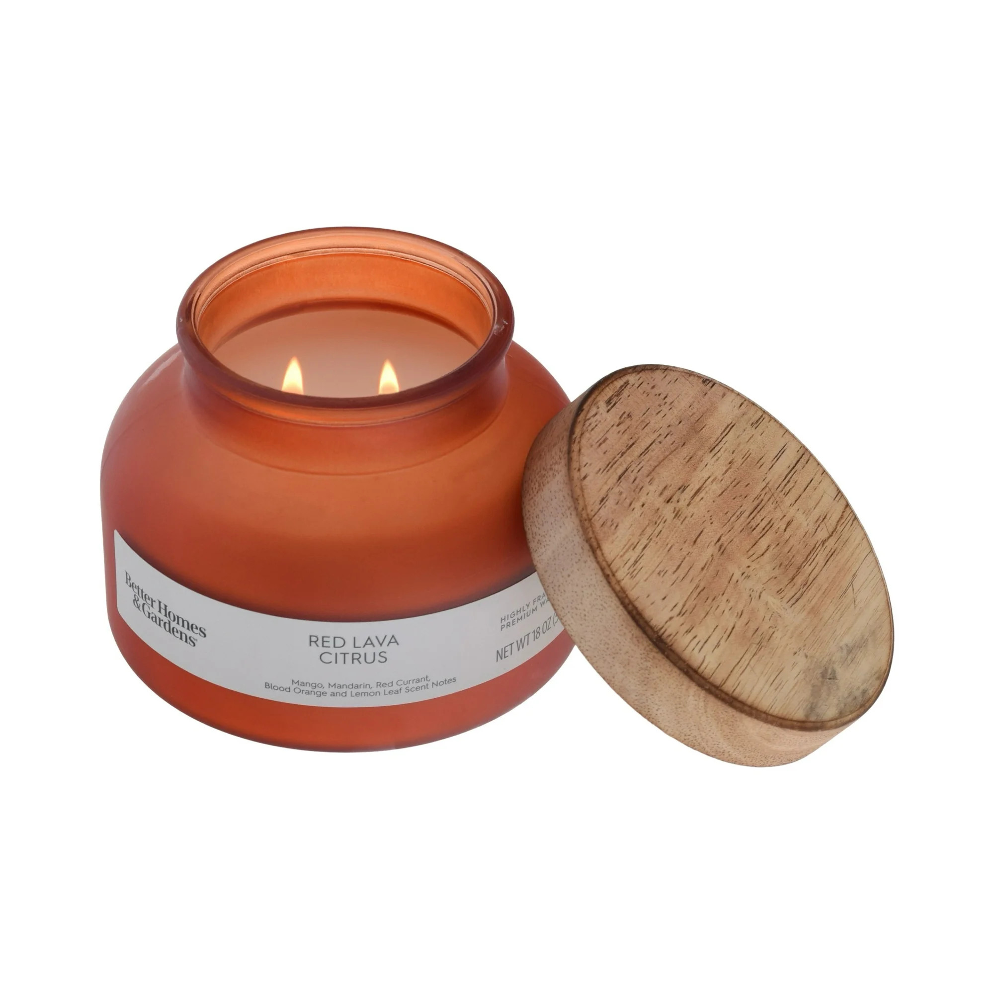 Better Homes and Gardens Red Lava and Citrus Scented 2-Wick Frosted Jar Candle 18oz. | Walmart (US)