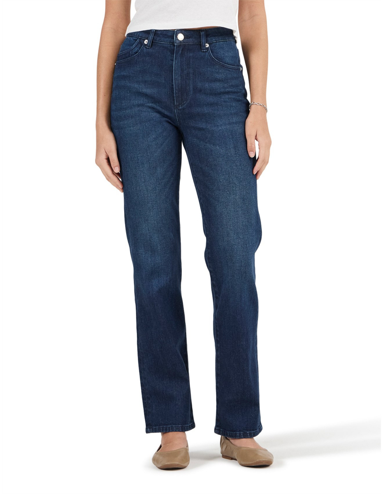 Loulou Straight High Rise Comfort Denim Jeans | David Jones (Australia & New Zealand)