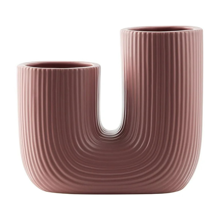 Beautiful Fluted Ceramic Vase by Drew Barrymore, 7", Rosé Pink | Walmart (US)