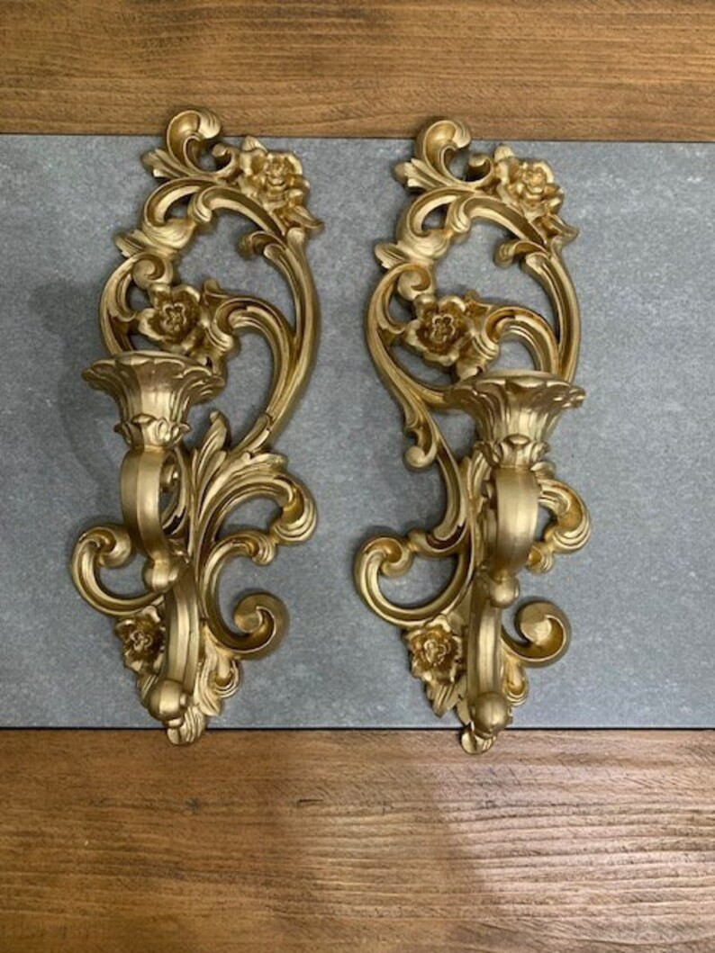 Lovely Vintage Homco Floral, Ornate, Regency Hollywood Candle Wall Sconce, Candle Sconce, Candle ... | Etsy (US)