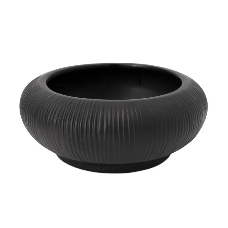 Better Homes & Gardens Soft Curve Black Ribbed Ceramic Decorative Bowl, 7.55" | Walmart (US)