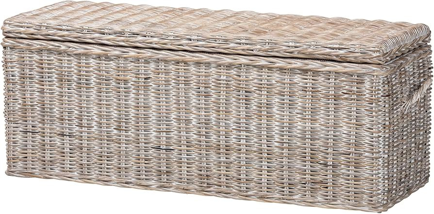 Bali & pari Clarette Whitewashed Rattan Storage Bench | Amazon (US)