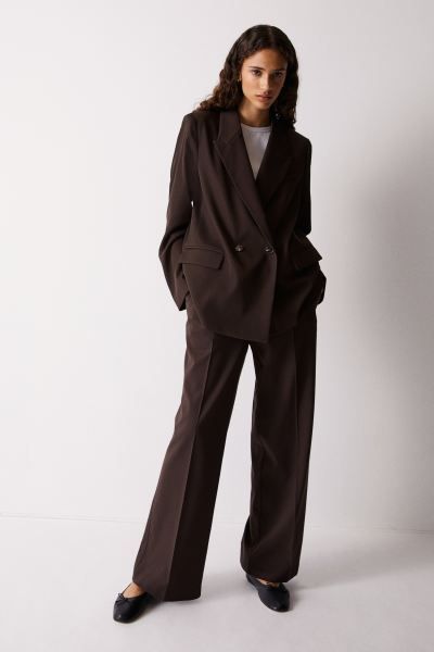 Double-breasted blazer - Dark brown - Ladies | H&M GB | H&M (UK, MY, IN, SG, PH, TW, HK)