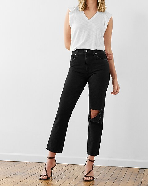 Skimming Slub Ruffle Sleeve Tee | Express