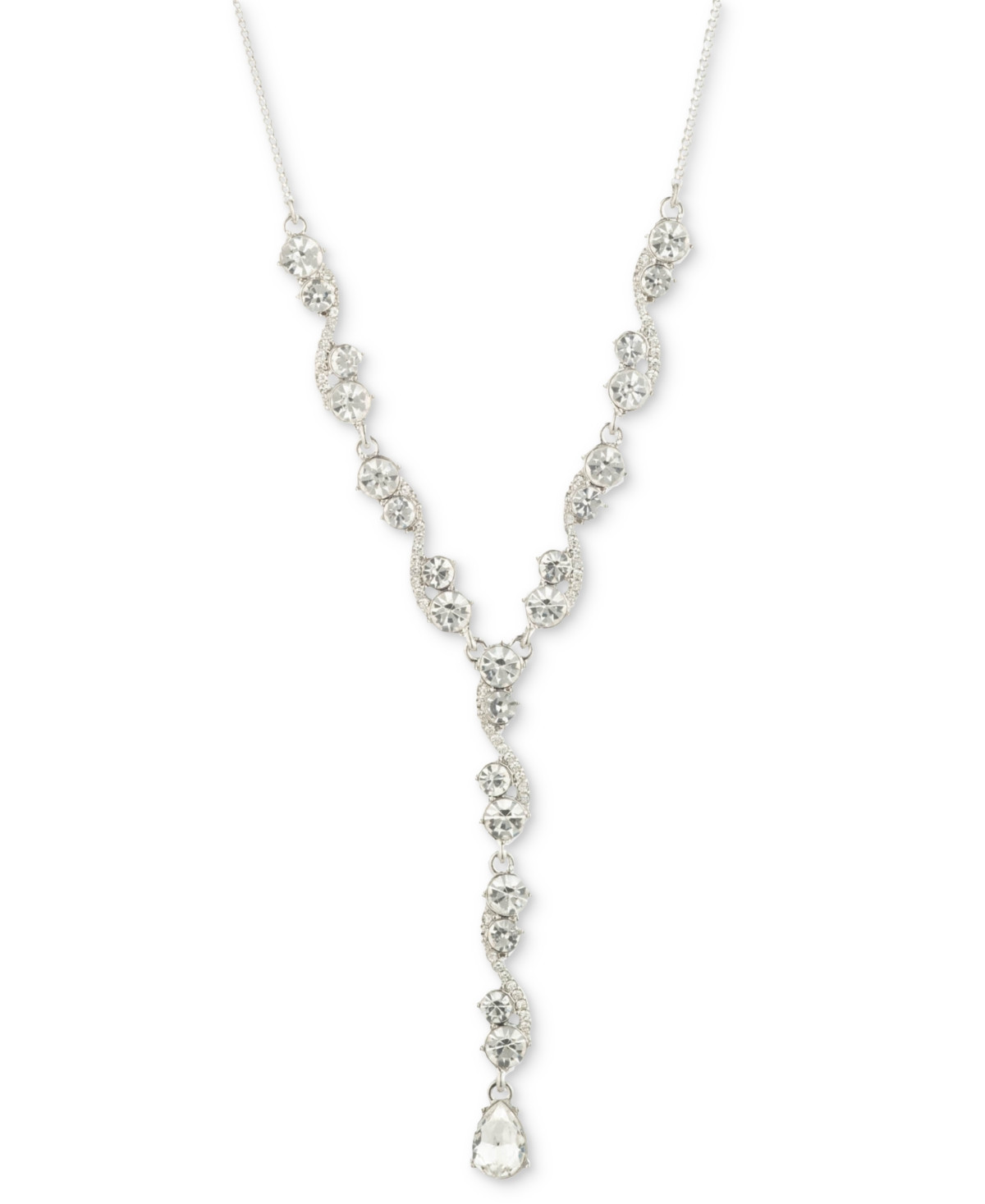Givenchy Crystal Lariat Necklace, 16" + 3" extender - Crystal Wh | Macy's
