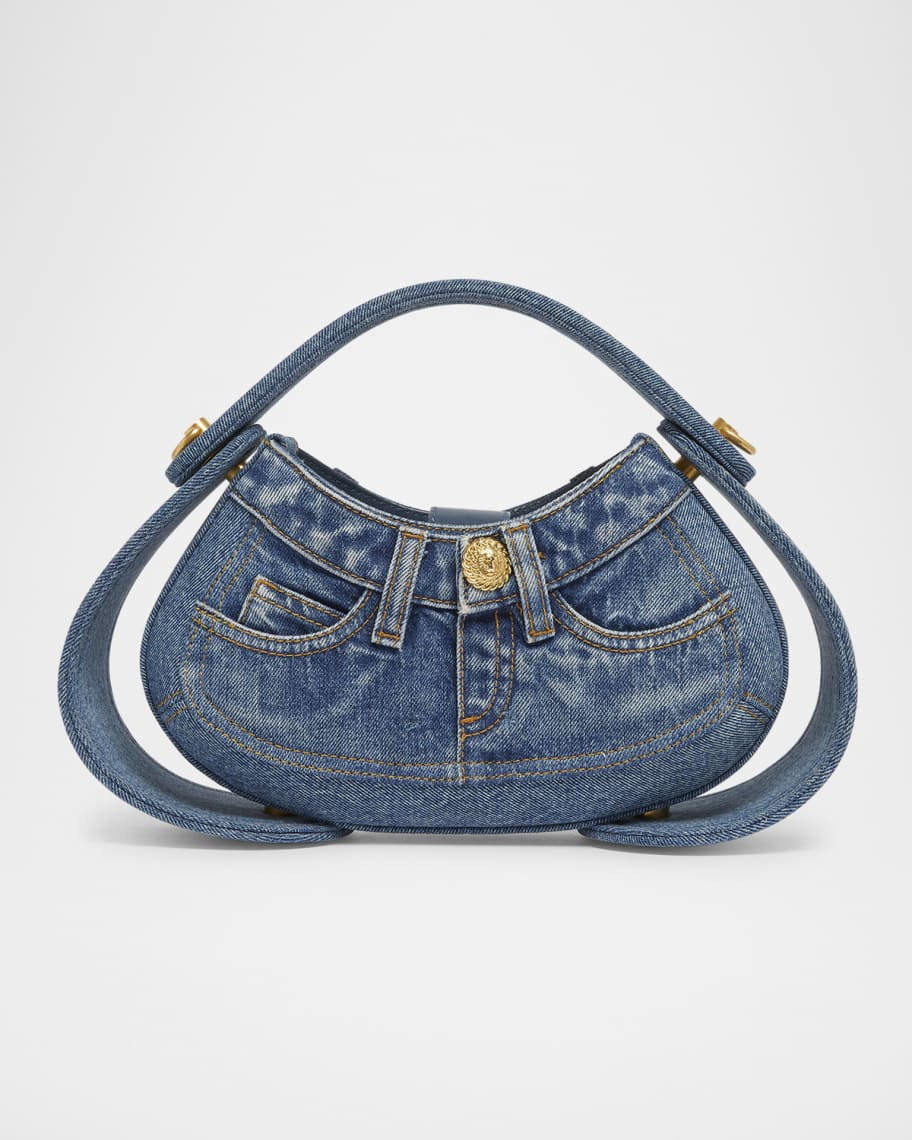 Balmain Jolie Madam Medium Top-Handle Bag in Denim | Neiman Marcus