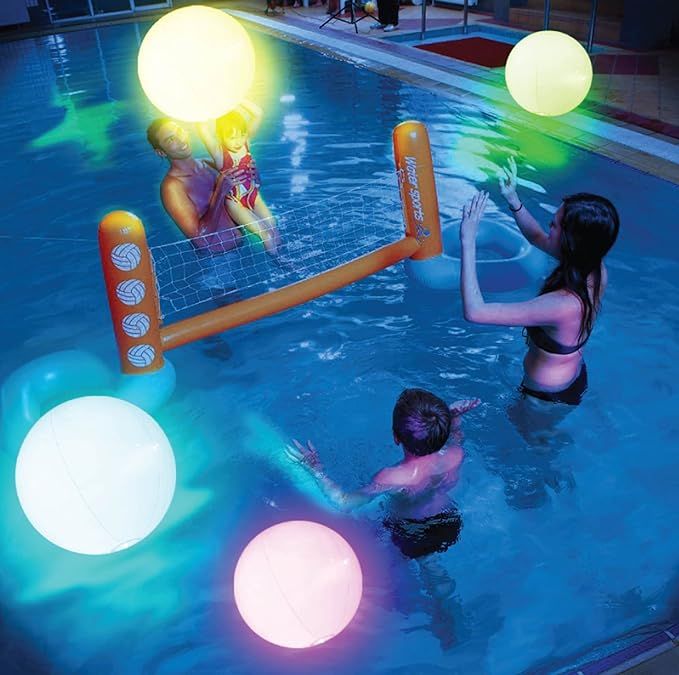 FLAMDYNO Pool Toys - 4 Pack Light Up Beach Balls for Kids w/ 8 Light Modes, Pool Beach Games Ball... | Amazon (US)
