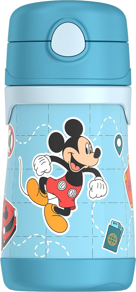 Thermos Baby 10 oz. Stainless Steel Bottle with pop-up straw, Mickey and Friends | Amazon (US)