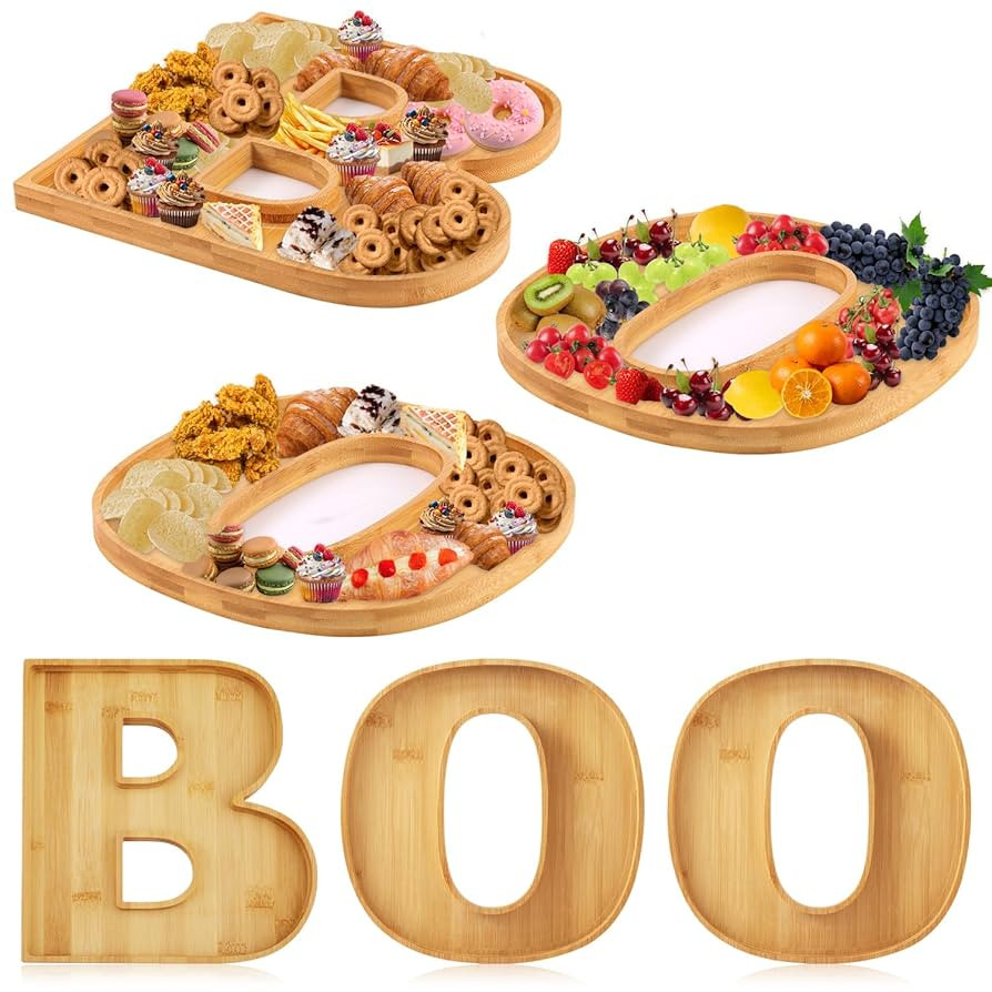 3pcs Halloween Charcuterie Board, BOO Halloween Cheese Board Wooden Serving Platter Snack Trays D... | Amazon (US)