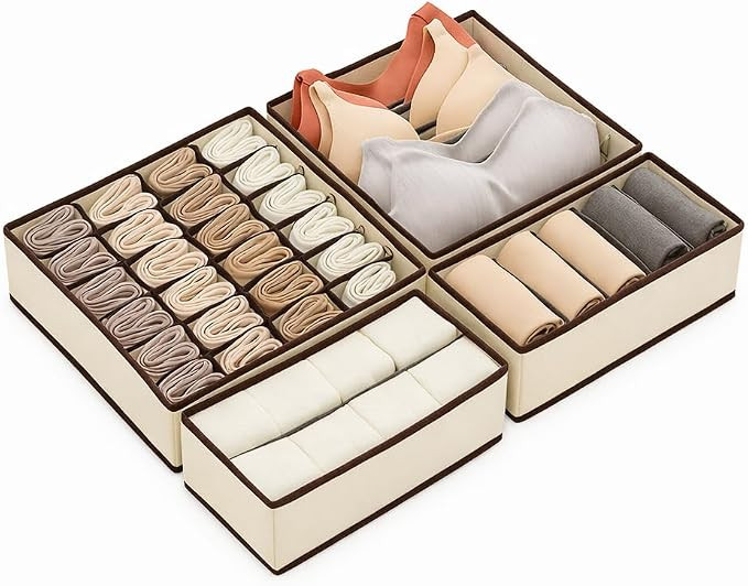 Kit 4 Organizadores de Gaveta com Divisórias – Para Cuecas, Meias, Sutiãs e Calcinhas – Cai... | Amazon (BR)