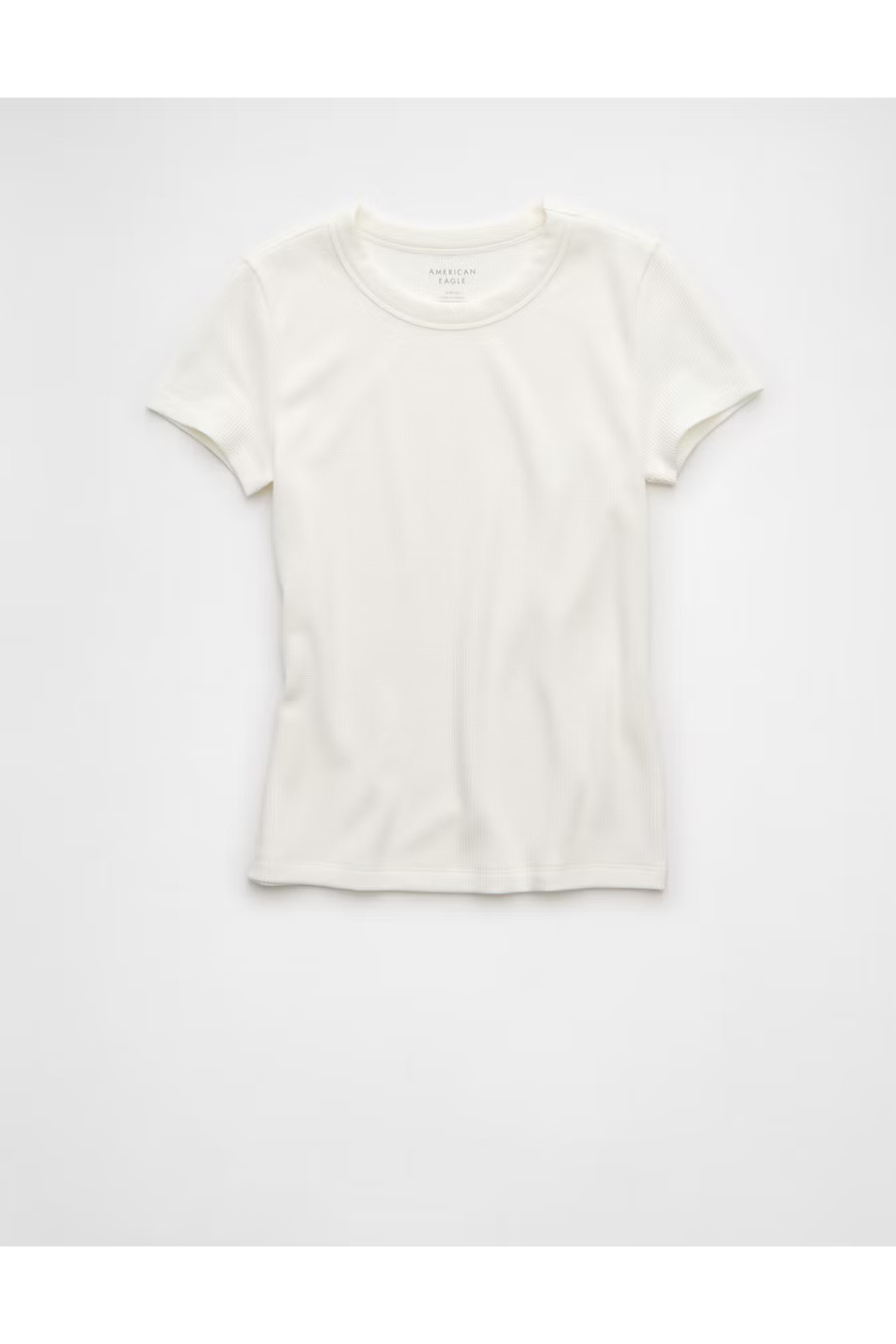 AE Waffle Hey Baby Tee Women's White XXS | American Eagle Outfitters (US & CA)