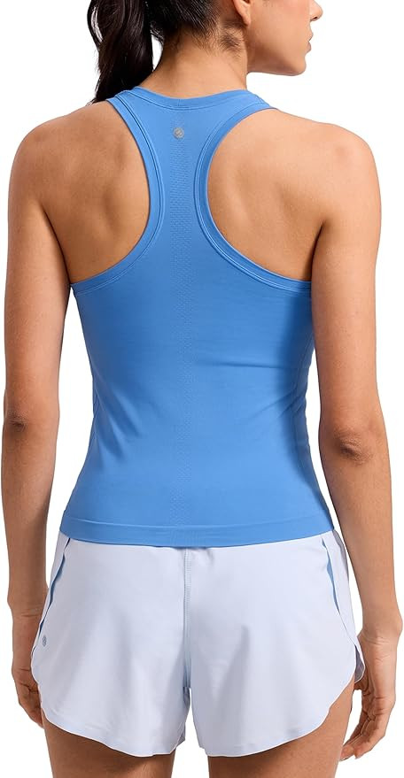 CRZ YOGA Seamless Racerback Tank Tops for Women - Gym Workout Athletic Running Sleeveless Shirts ... | Amazon (US)