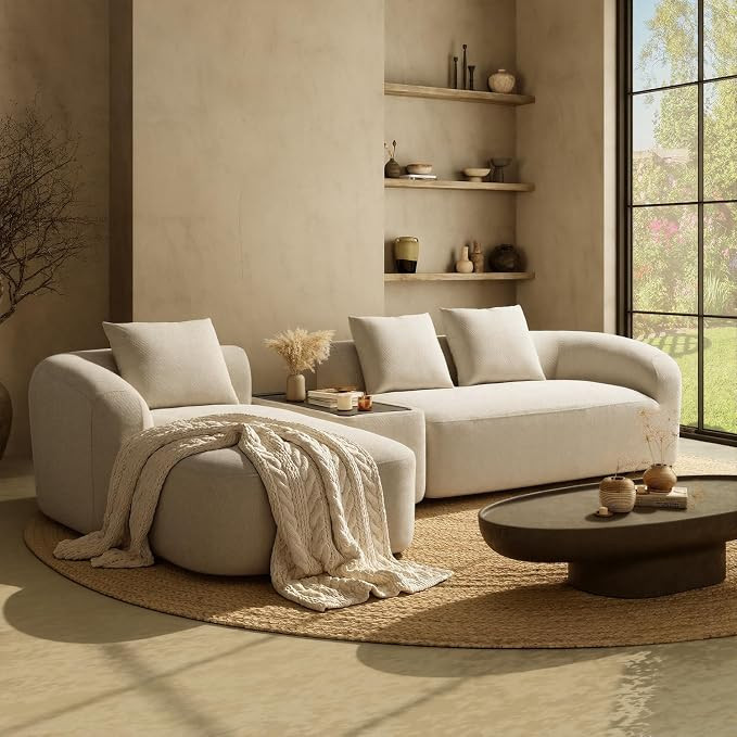 Relefree Curved Sectional Sofa, 136" Chenille Curved Couch with Movable Coffee Table, Couches wit... | Amazon (US)