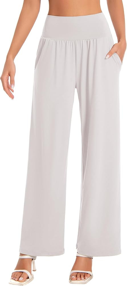 BUBBLELIME 20"/27"/29"/31"/33"/35" Women's High Waist Wide Leg Yoga Pants Loose Comfy Lounge Casu... | Amazon (US)