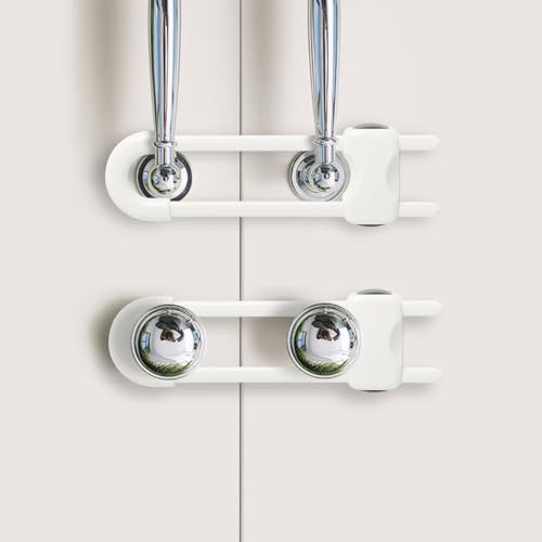 Baby Proofing Cabinets, Sliding Cabinet Locks for Babies, Adjustable U Shaped Baby Safety Locks, Childproof Cabinet Latch for Kitchen, Bathroom, Drawer, Cupboard Doors Knobs & Handles (2 Pack White) | Amazon (US)