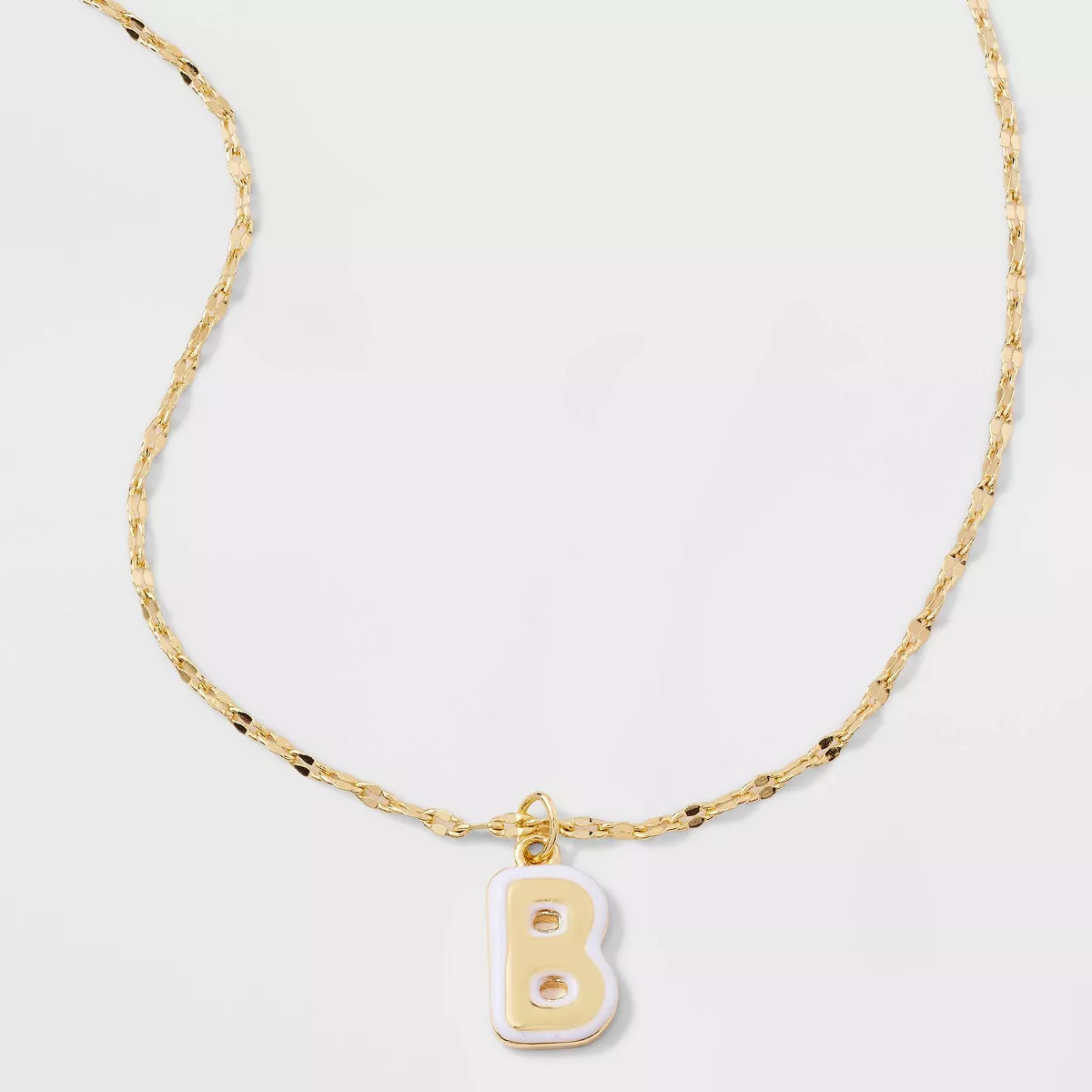 14K Gold Dipped Enamel "B" Initial Pendant Necklace - A New Day™ Gold/White | Target