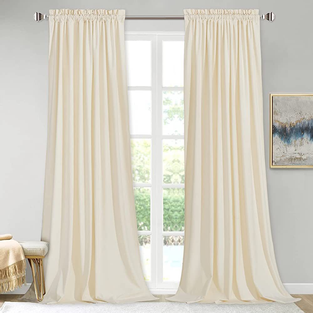 StangH Ivory Velvet Curtains for Window - Heavy Velvet Privacy Thermal Drapes, Elegant Decor Whit... | Amazon (US)