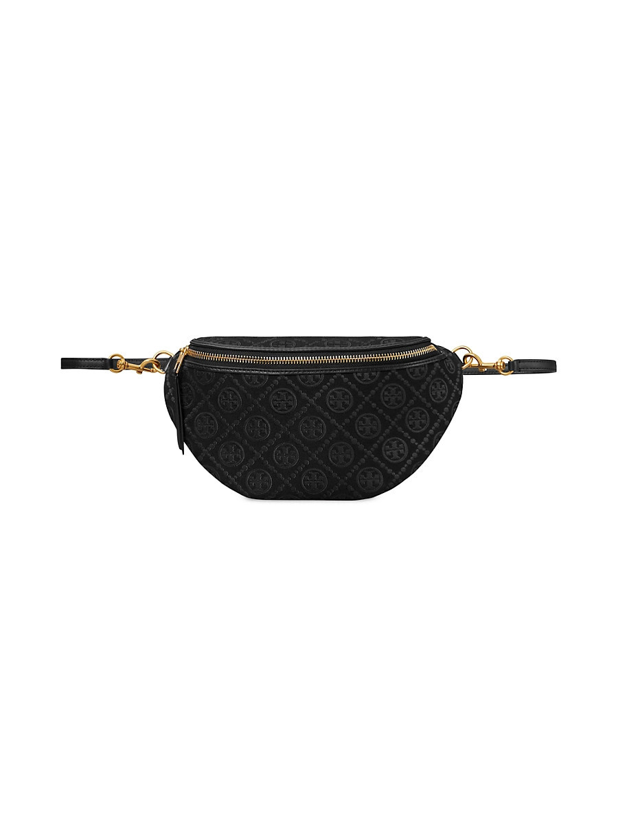 Women's T Monogram Cotton-Blend Belt Bag - Black | Saks Fifth Avenue