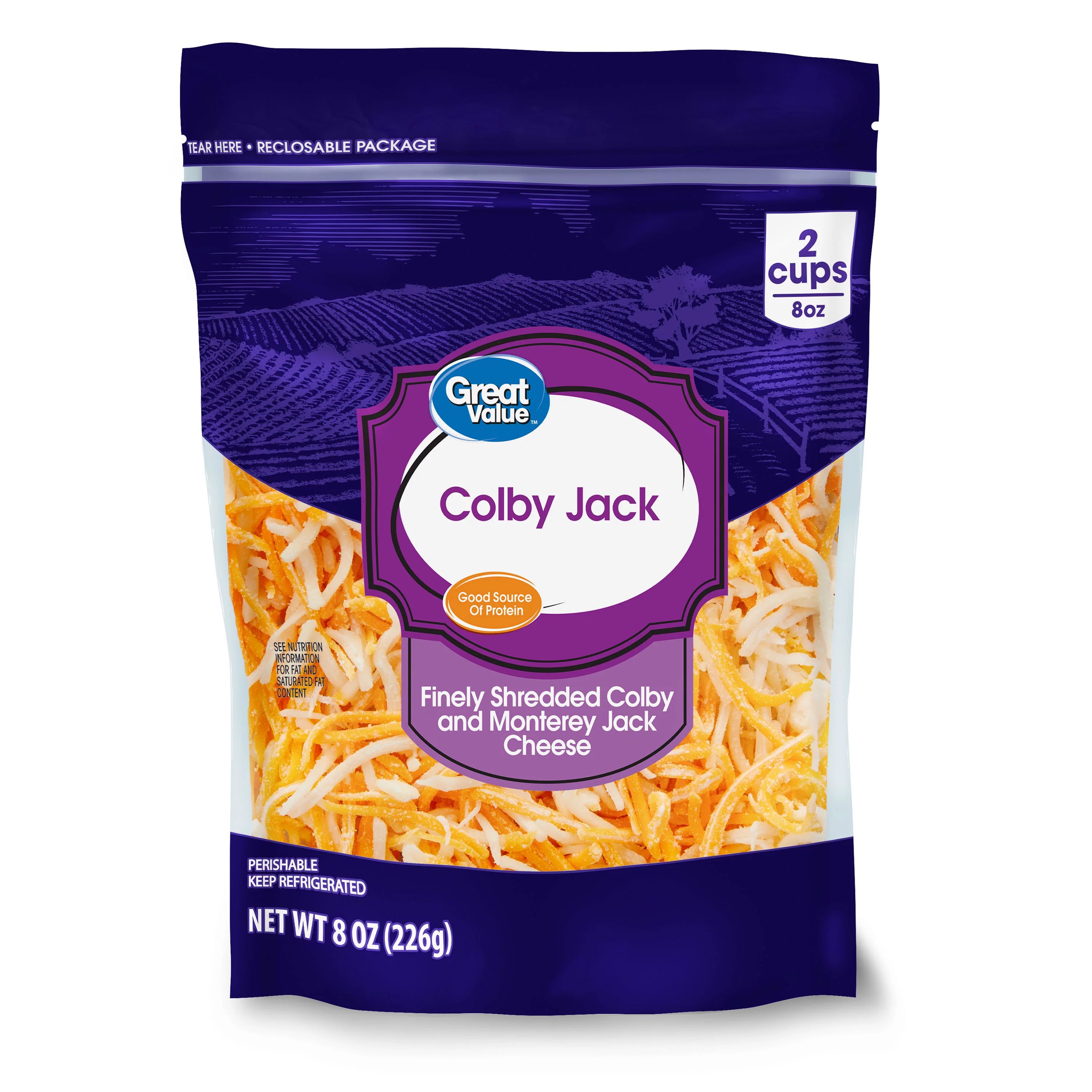 Great Value Finely Shredded Colby Jack Cheese, 8 oz - Walmart.com | Walmart (US)