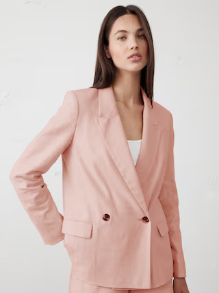 Linen-Blend Boyfriend Blazer | Banana Republic Factory