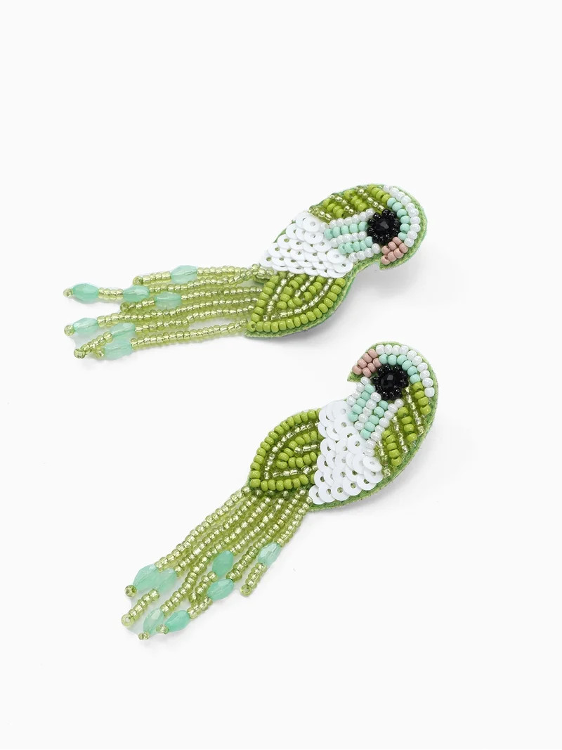 Time and Tru Green Beaded Bird Earrings, 1 Pair | Walmart (US)