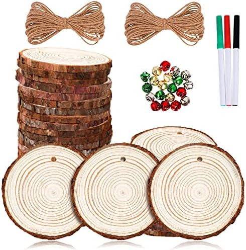 Max Fun Natural Wood Slices 30Pcs 2.4-2.8'' Craft Wood Kit Christmas Ornaments Unfinished Predril... | Amazon (US)