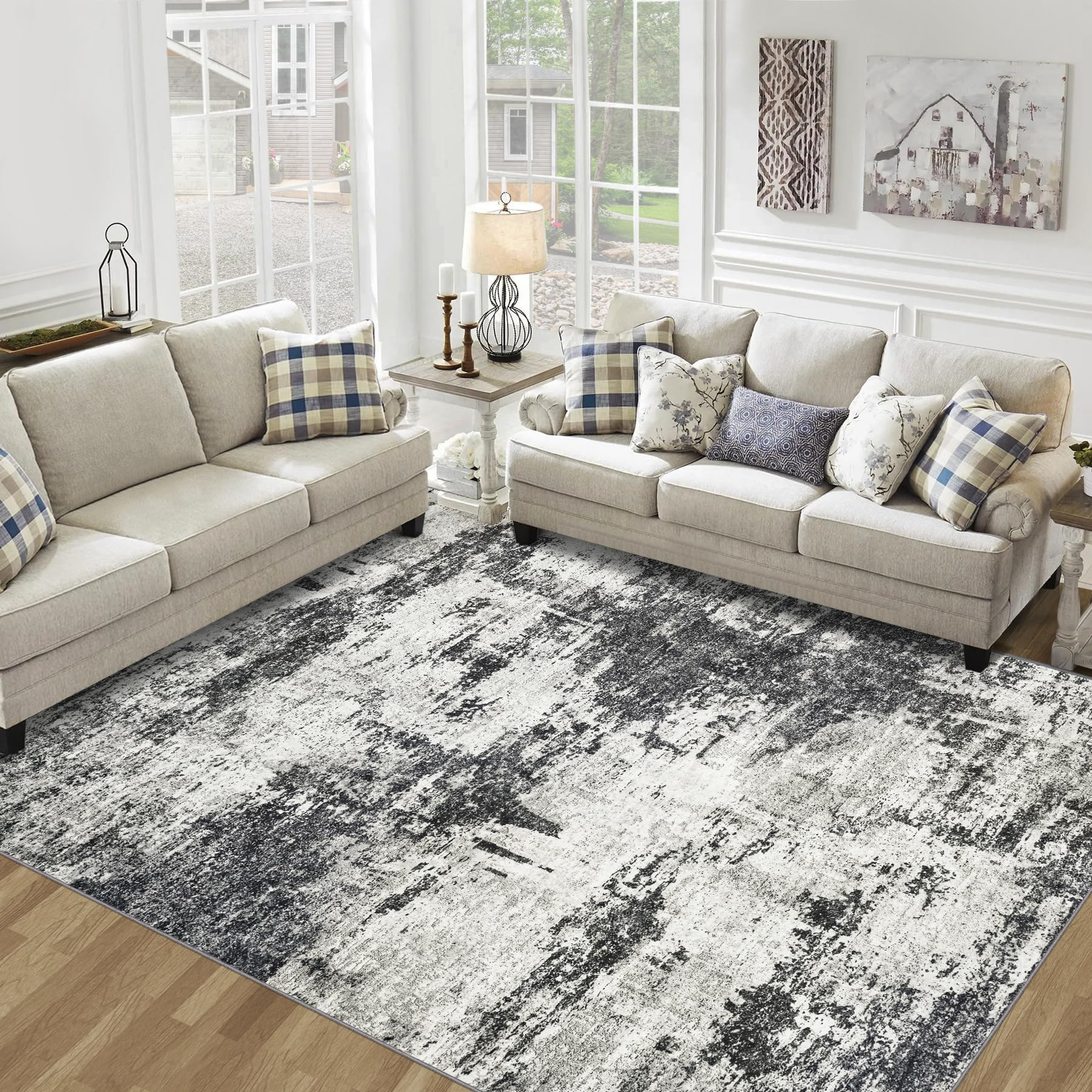 9x12 Area Rugs Living Room Rugs: Large Washable Rug with Anti-Slip Backing Non-Shedding Stain-Res... | Amazon (US)