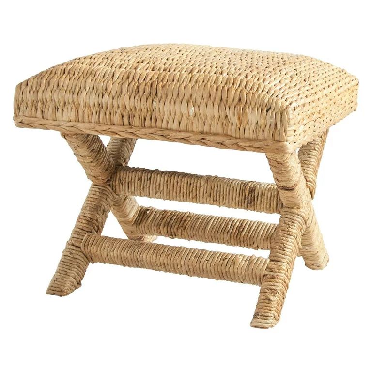 3R Studios Wood and Woven Water Hyacinth Stool | Walmart (US)