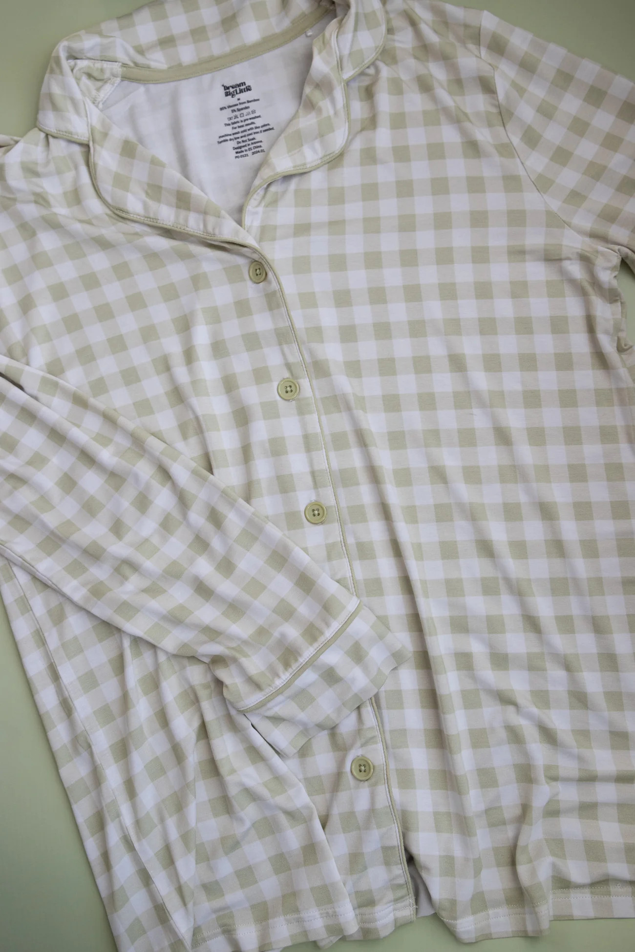 SAGE GINGHAM WOMEN’S RELAXED FLARE DREAM SET | Dream Big Little Co.