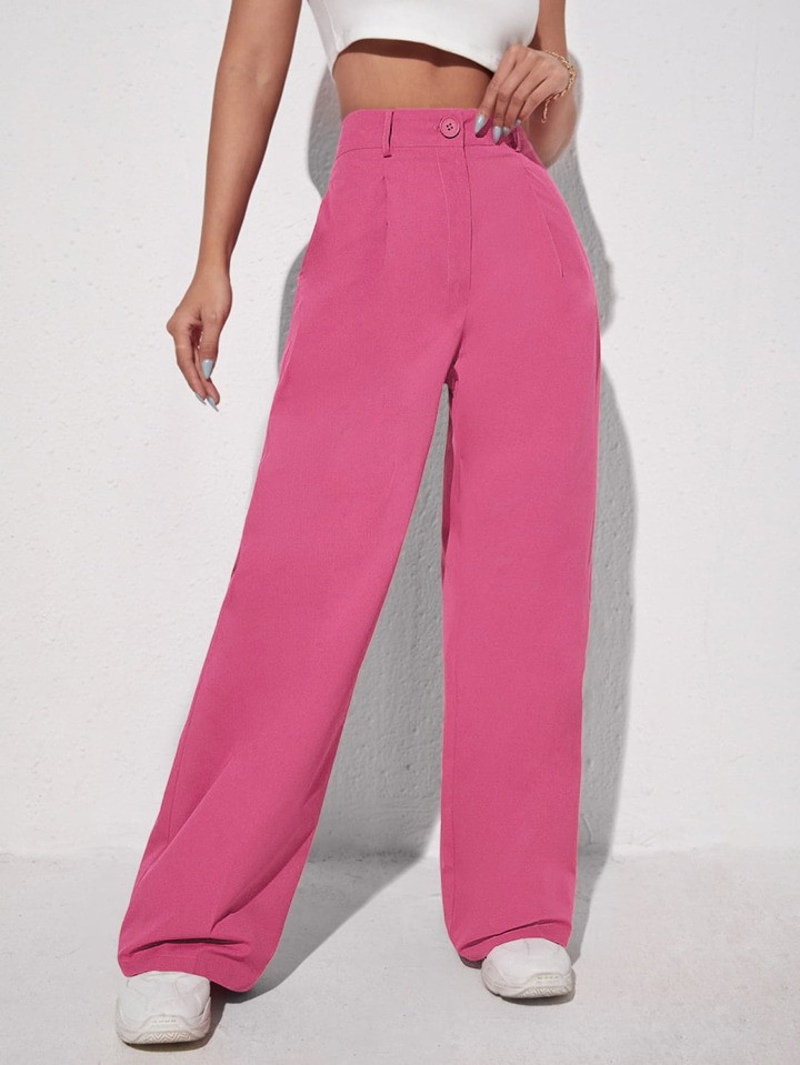 SHEIN EZwear Solid Wide Leg Pants | SHEIN