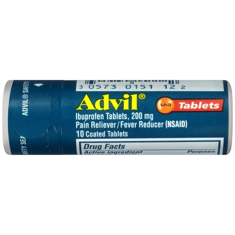 Advil Pain and Headache Reliever Ibuprofen, 200 Mg Coated Tablets, 10 Count - Walmart.com | Walmart (US)