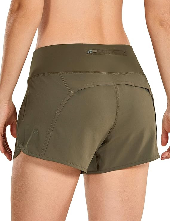 CRZ YOGA Women's Quick-Dry Athletic Sports Running Workout Shorts with Zip Pocket - 4 Inches | Amazon (US)