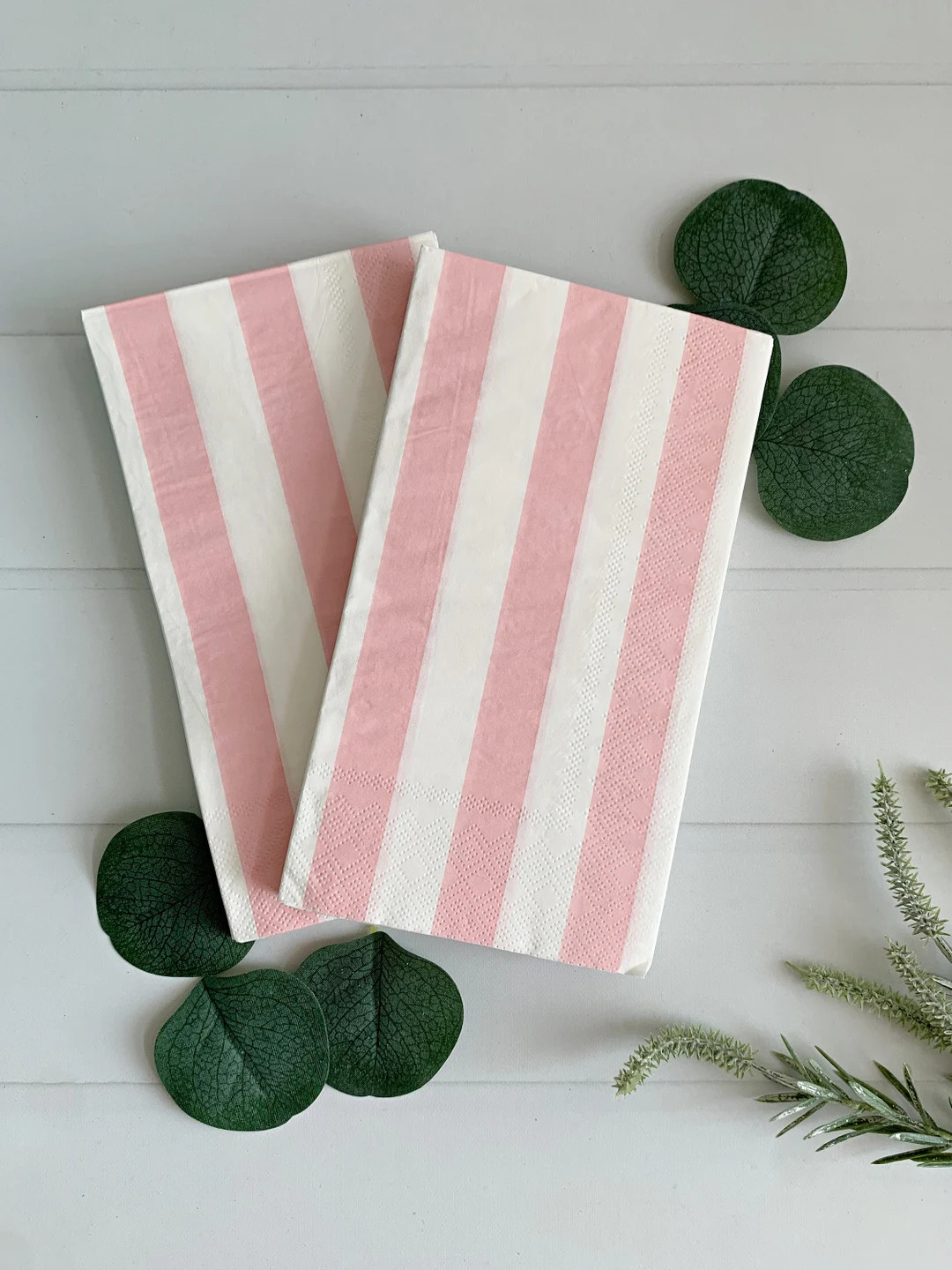 Petal Pink Cabana Striped Paper Dinner Napkins - Etsy | Etsy (US)