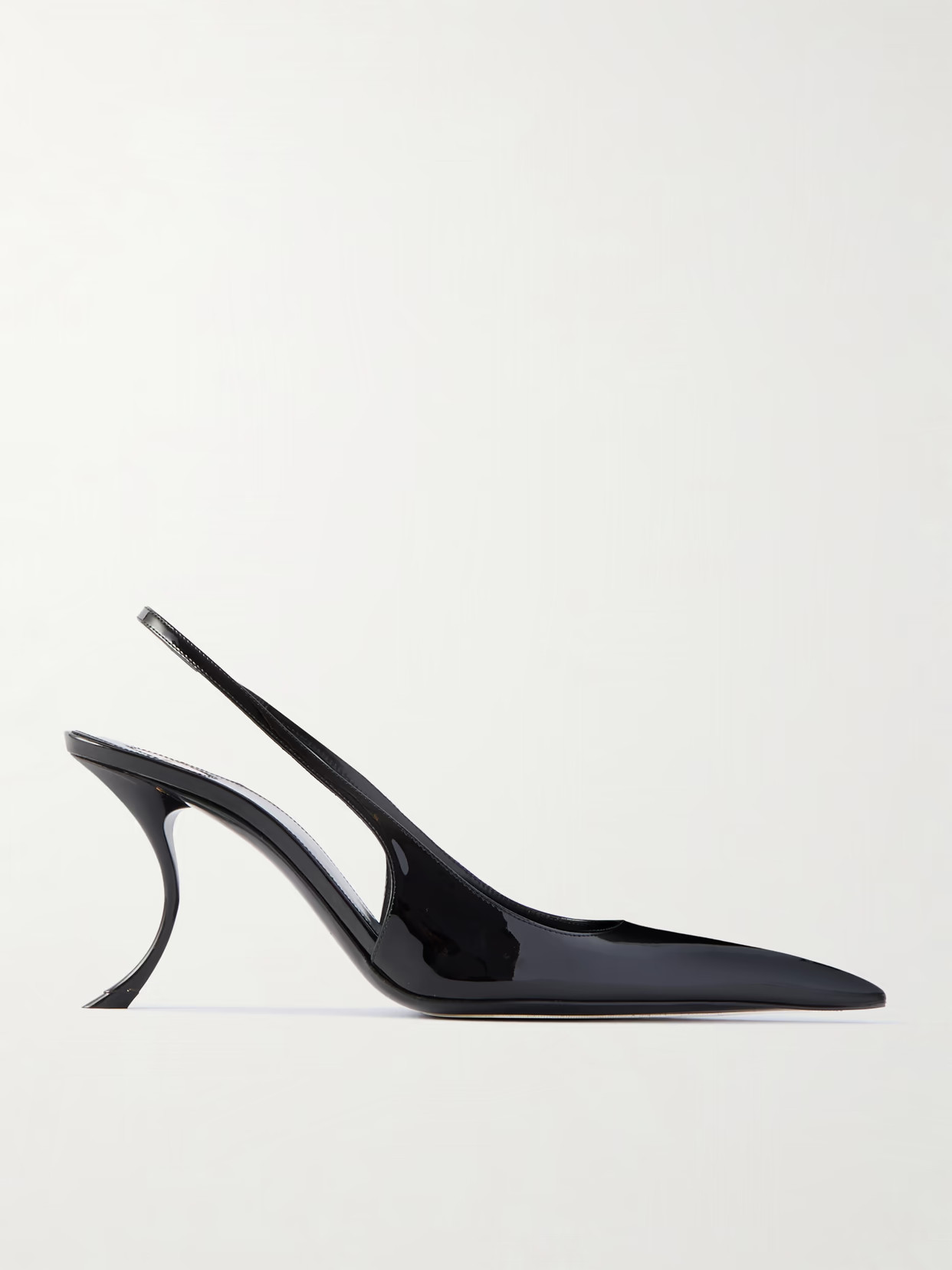 SAINT LAURENT - Apolline Patent-leather Slingback Pumps - Black | NET-A-PORTER (US)