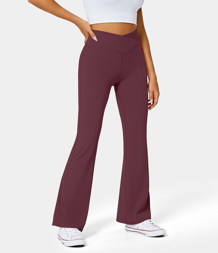 Women’s High Waisted Crossover Flare Yoga Leggings - HALARA | HALARA