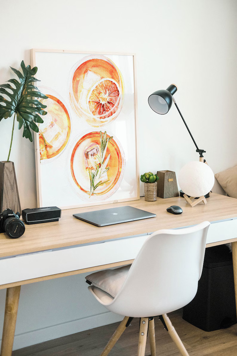 Watercolor Orange Cocktail Print, Bar Art, Office Decor, Gift for Him, Watercolor Print, Vintage ... | Etsy (US)