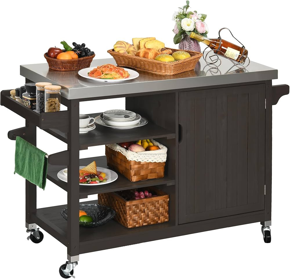 YITAHOME XL Outdoor Storage Cabinet - Versatile Solid Wood Movable Patio Table with Stainless Ste... | Amazon (US)