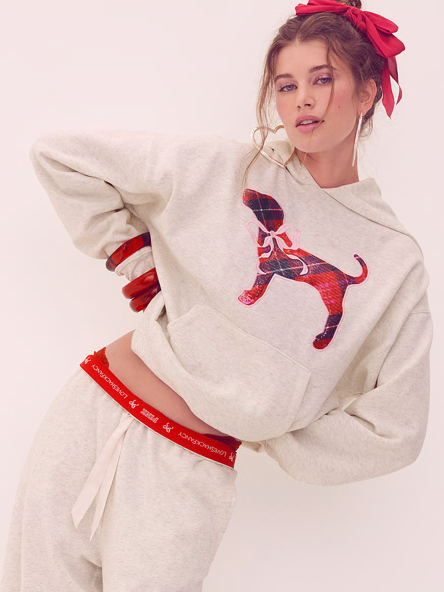 Buy PINK x LoveShackFancy Oversized Hoodie, Glacial Mist - Order Hoodies & Sweatshirts online - P... | Victoria's Secret (US / CA )