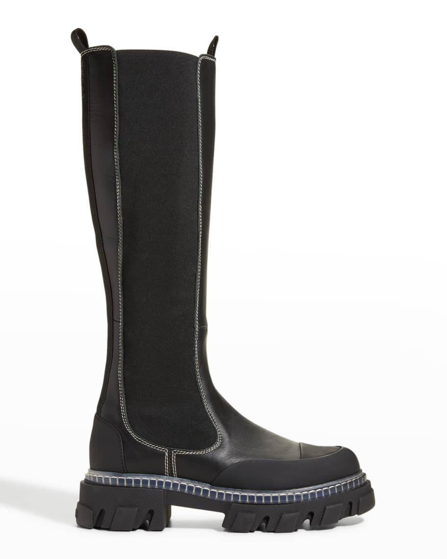 Ganni Leather Tall Chelsea Boots | Neiman Marcus