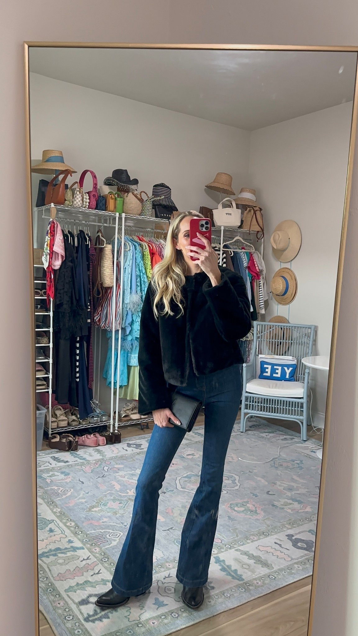 Winter outfit details from Bloomingdale’s: cropped fur coat, Spanx bootcut denim, and YSL clutch. Perfect for holiday outfits, travel outfits, and New York outfits. Linking everything + top trending winter pieces on LTK. 

#LTKSeasonal #LTKootd #LTKgrwm