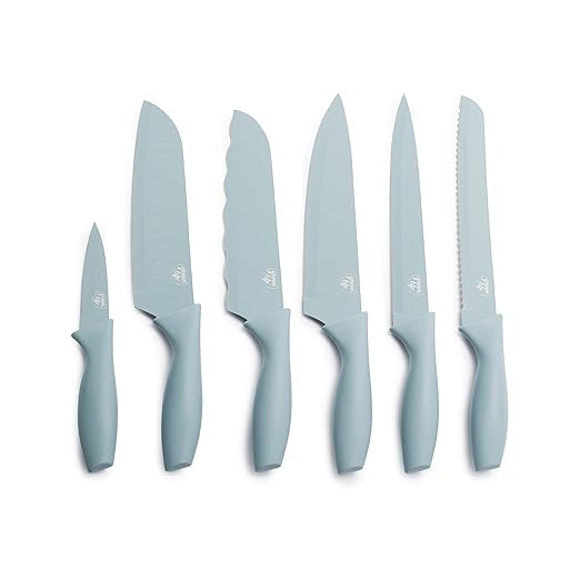 GreenLife 6 Piece Kitchen Knife Set, Rust-Resistant Nonstick Coating, High Carbon Stainless Steel... | Amazon (US)