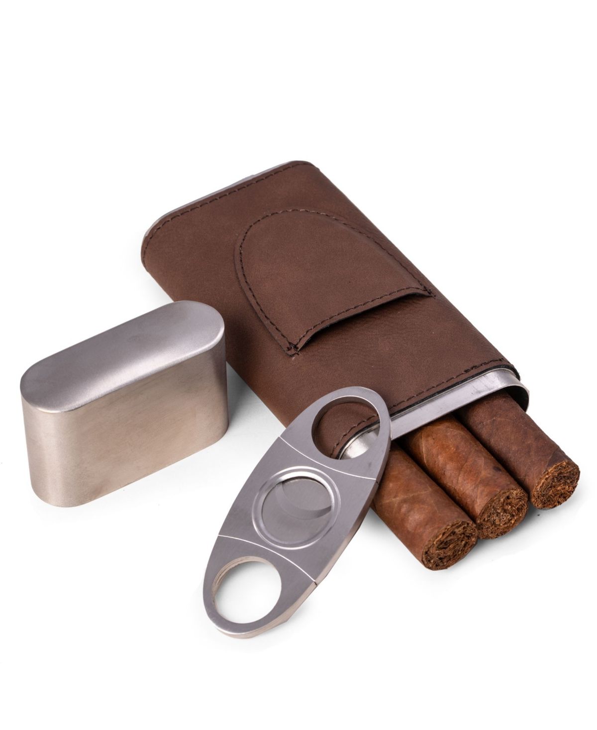 Bey-Berk Leather 3 Cigar Case with Cigar Cutter | Macys (US)