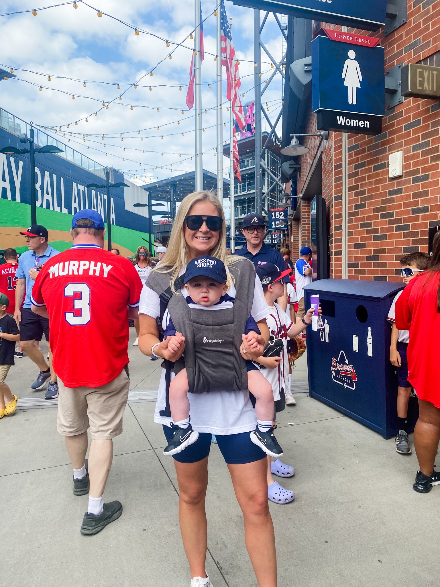 Braves baseball, Atlanta Braves, Braves shirt. Baby carrier, ergobaby, comfy mom outfit. 

#LTKbaby #LTKfit #LTKkids
