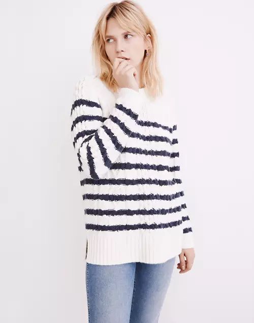 Linelle Cableknit Pullover Sweater in Stripe | Madewell