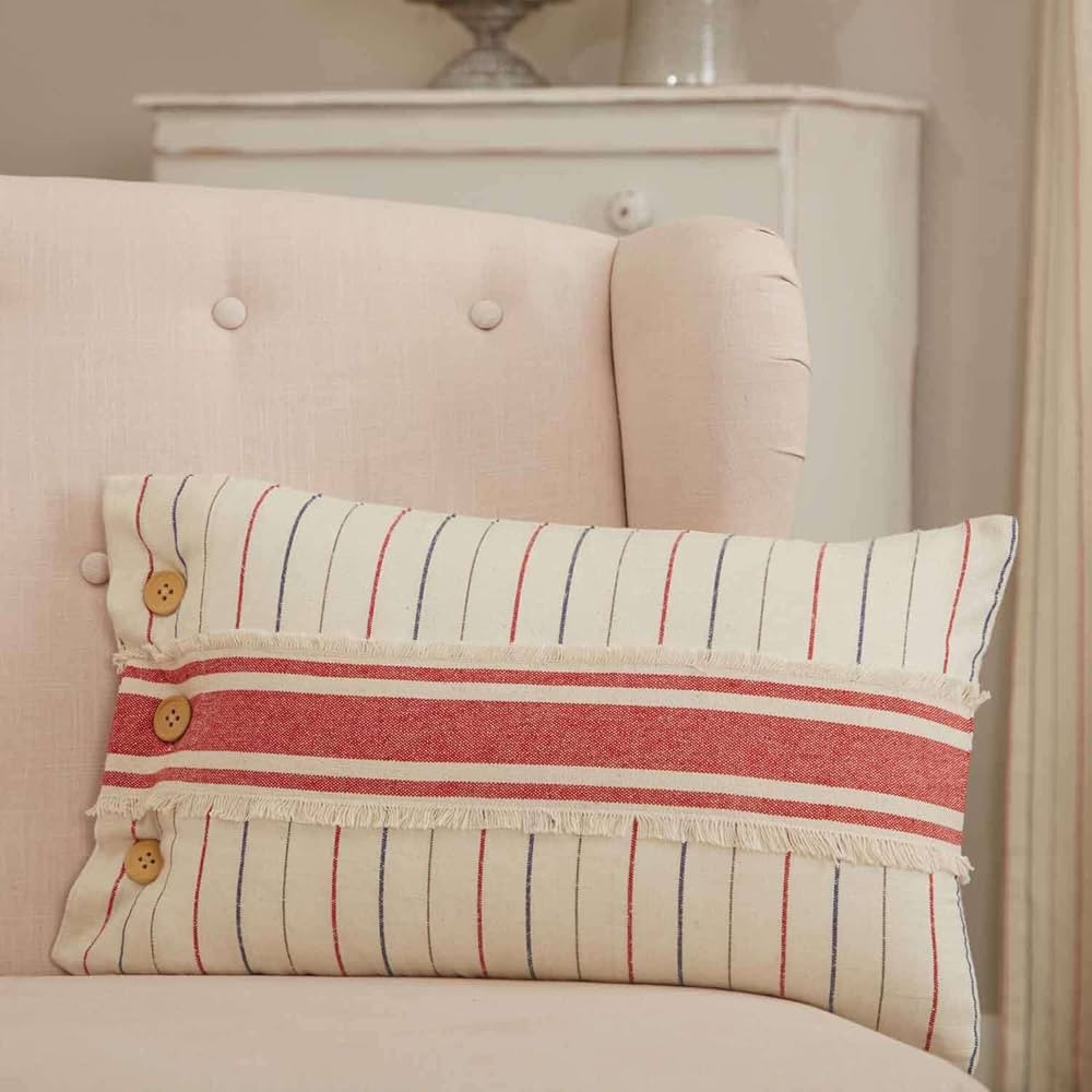 Piper Classics Betsy Stripe Throw Pillow Cover, 12" W x 21" L, Red Grain Sack Stripe, Farmhouse, ... | Amazon (US)