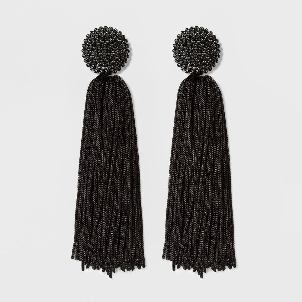 SUGARFIX by BaubleBar Beaded Studs Tassel Drop Earrings - Black, Women's, Size: Small | Target