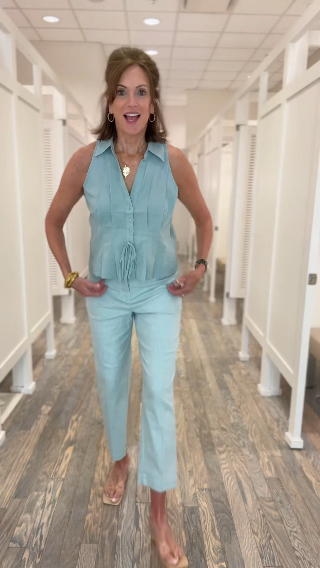 Linen blend 
Pants - 8
Tops - large 
Blazer - 8 

Workwear 
Sunday style 
Summer fashion 

#LTKMidsize #LTKSaleAlert #LTKTall