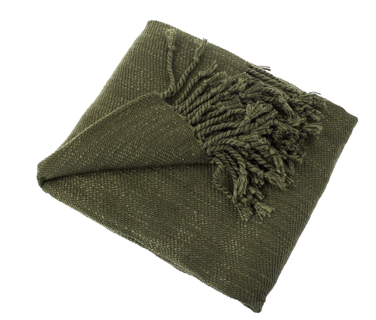 Olive Woven Solid Lightweight Throw Blanket with Fringe Design 50" W x 60" L | Wayfair North America