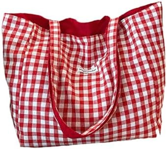 Gingham Tote Bag Large Capacity Women's Plaid Shoulder Bags Lightweight Canvas Gingham Tote Handb... | Amazon (US)