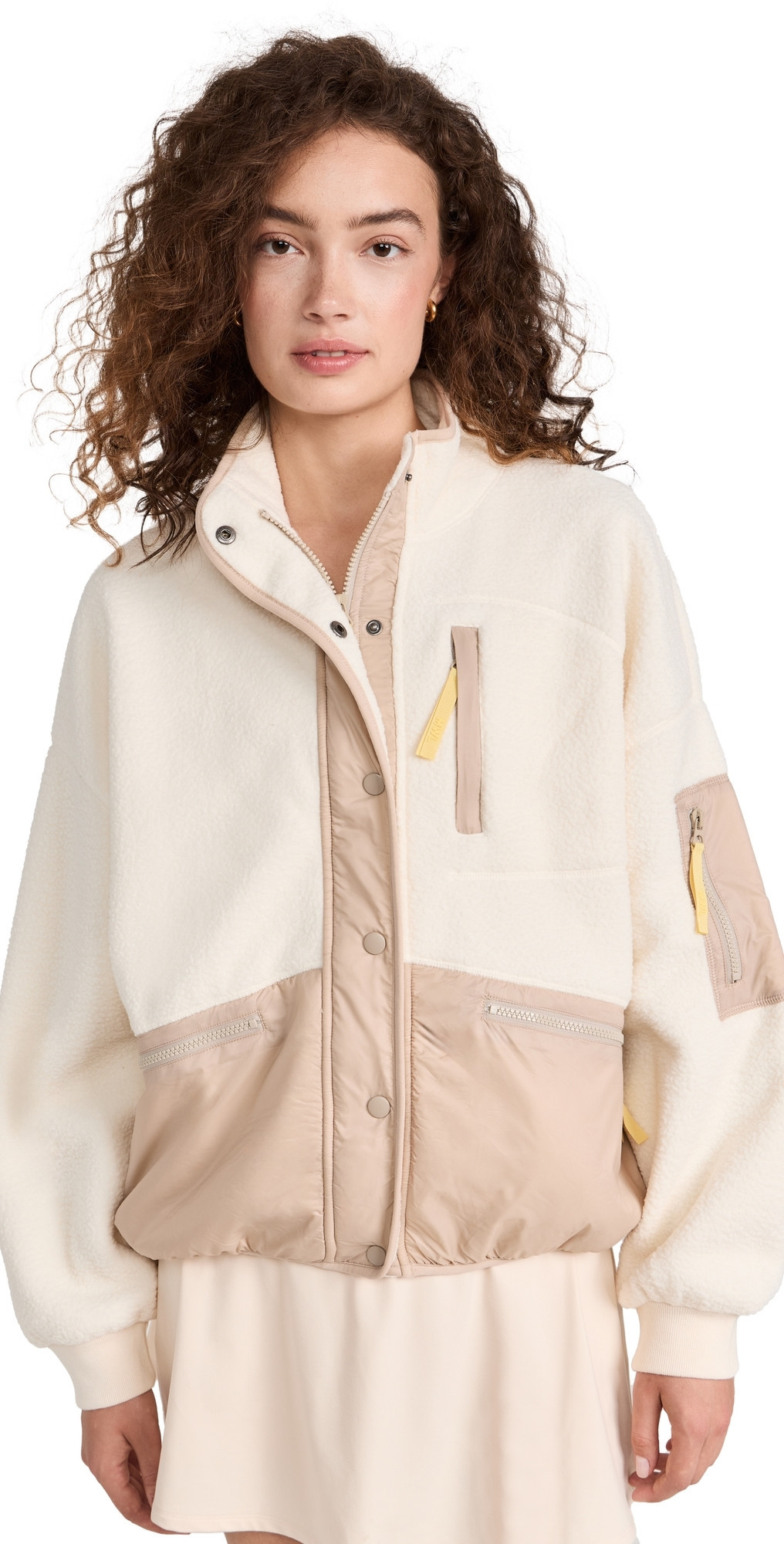 MWL by Madewell Drapey Sherpa Buick Jacket Color Block Antique Cream S | Shopbop
